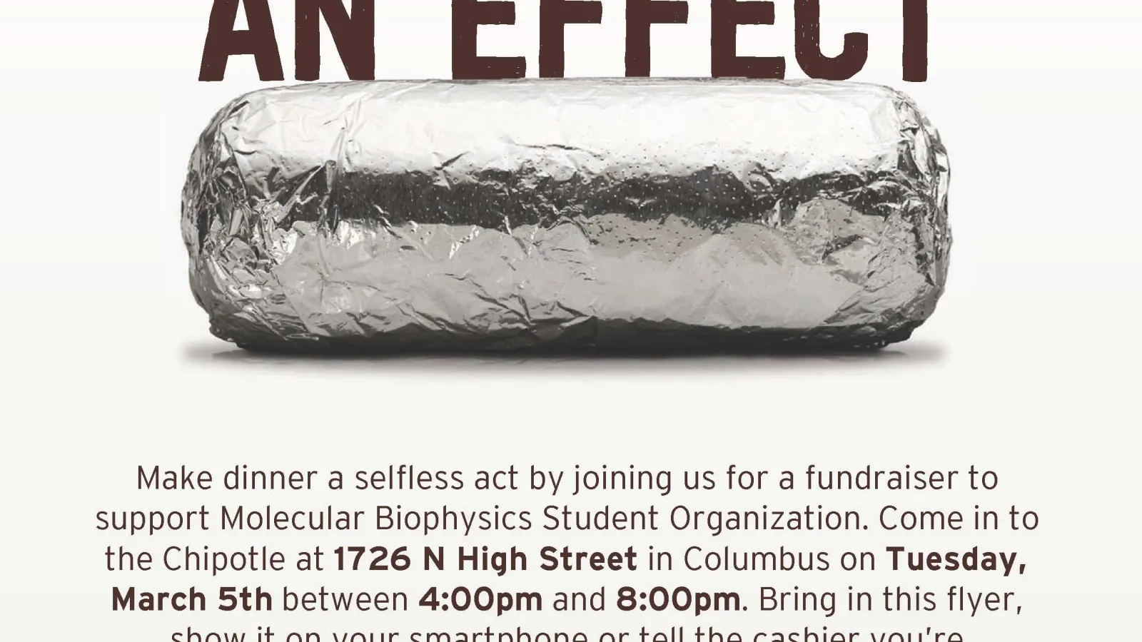 Flyer for the MBSO fundraiser at Chipotle